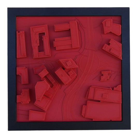 KVADRAT 3. Cityskulptur 3D, CITYGATE, längd 25 cm, bredd 25 cm, höjd 13 cm inklusive ram.